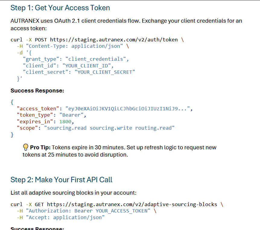 AUTRANEX API Quick Start Guide